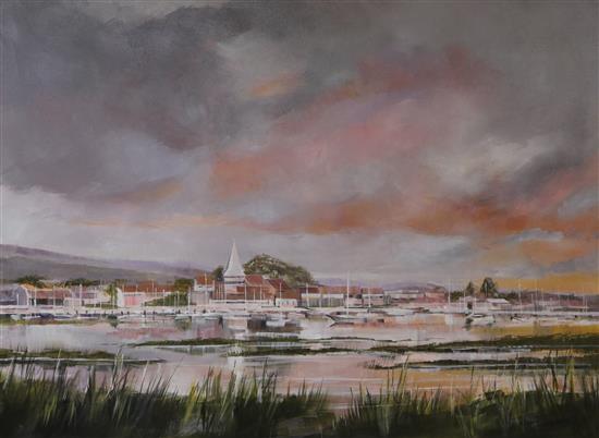 Michael Mance Church view from across the harbour 91 x 121cm
